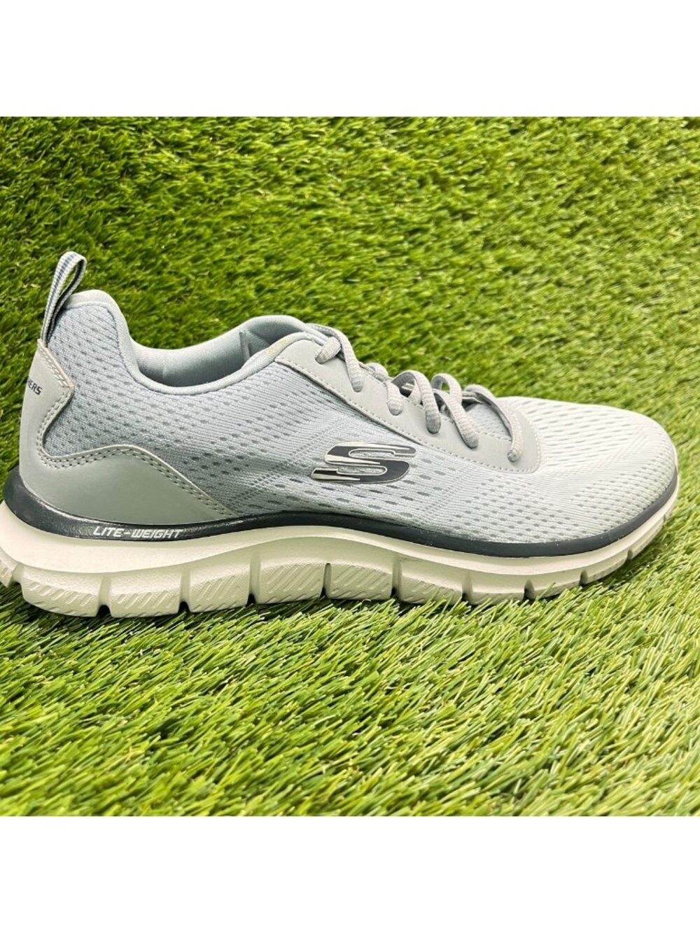 Skechers Track-Ripkent Mens Size 8.5 Gray White Athletic Running Shoes Sneakers